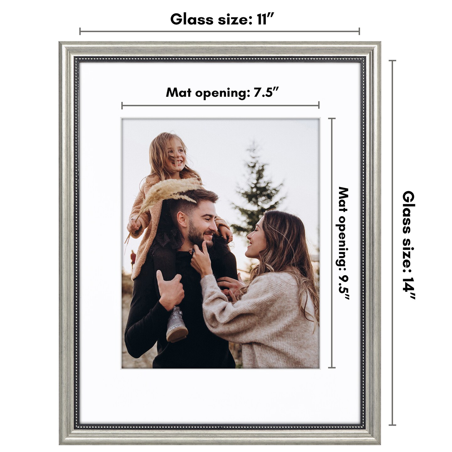 Americanflat Vintage Picture Frame with Mat and Beaded Accents with Shatter Resistant Glass