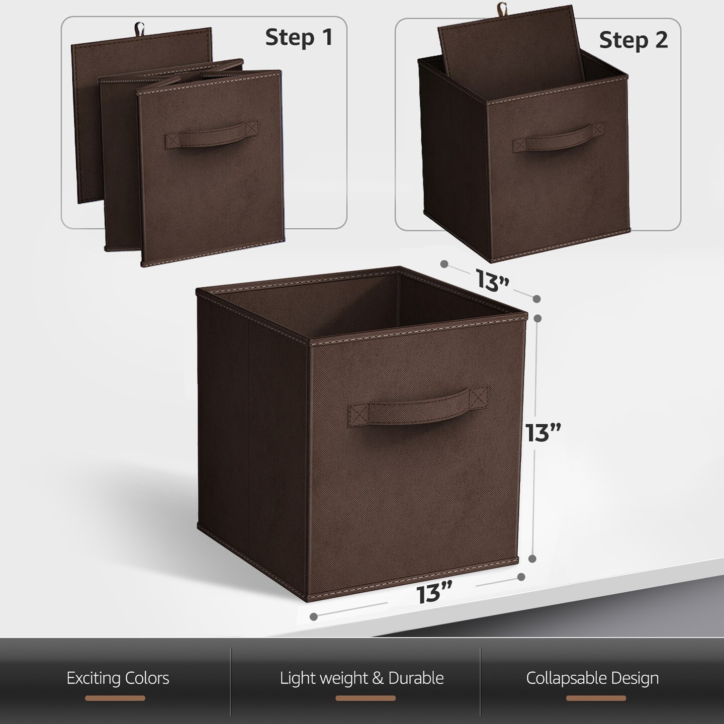 Sorbus Large 13" Storage Bins - 8 Pack Sturdy Collapsible Fabric Storage Cubes with Handles - Neutrals