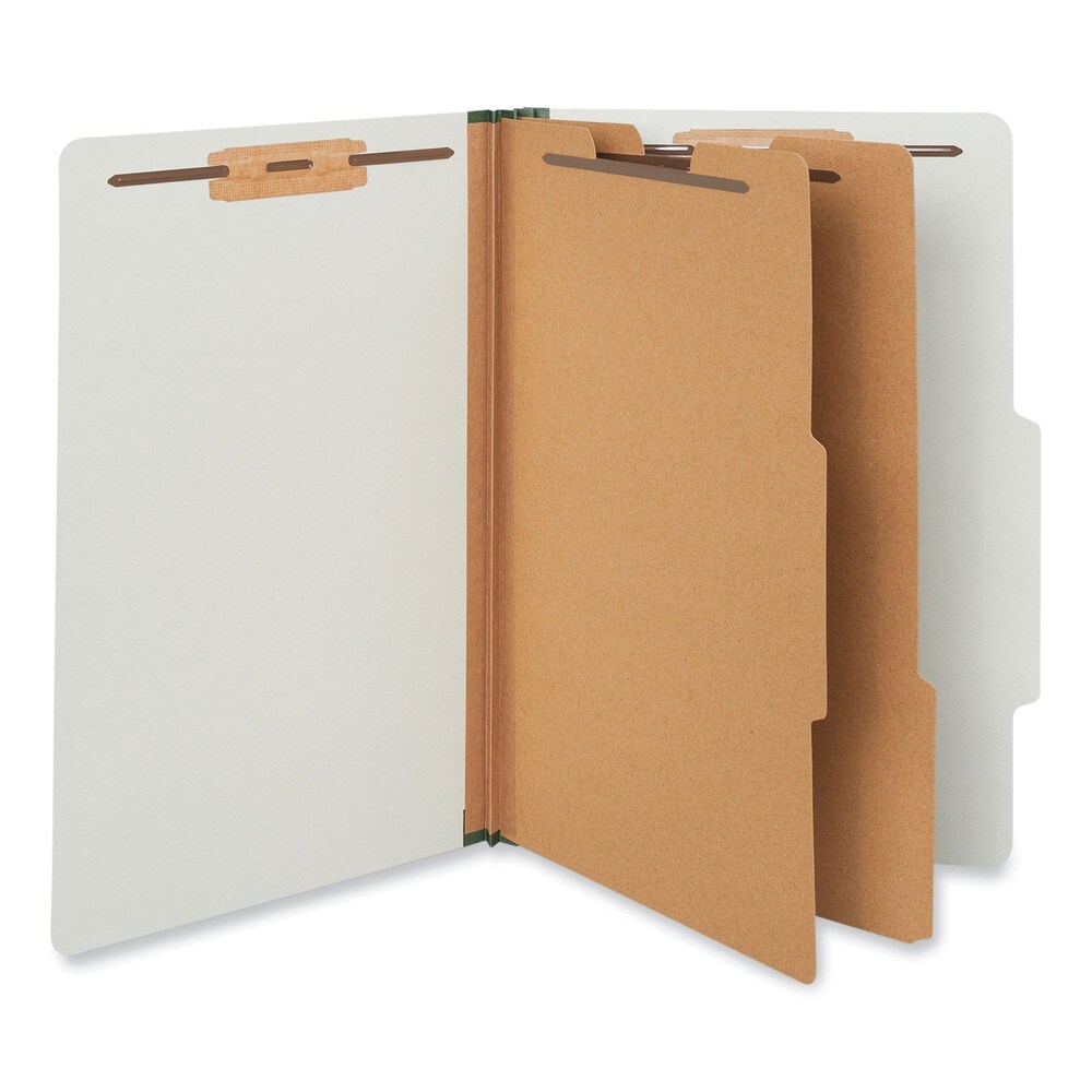 Universal 6-Section 2-Divider Pressboard Classification Folders - Legal, Gray (10/Box)
