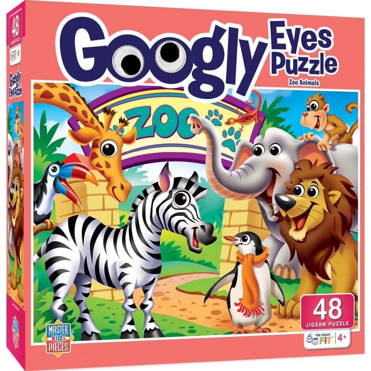 Googly Eyes Zoo Animals 48 Piece Kids Puzzle Interactive Fun Durable Recycled Board