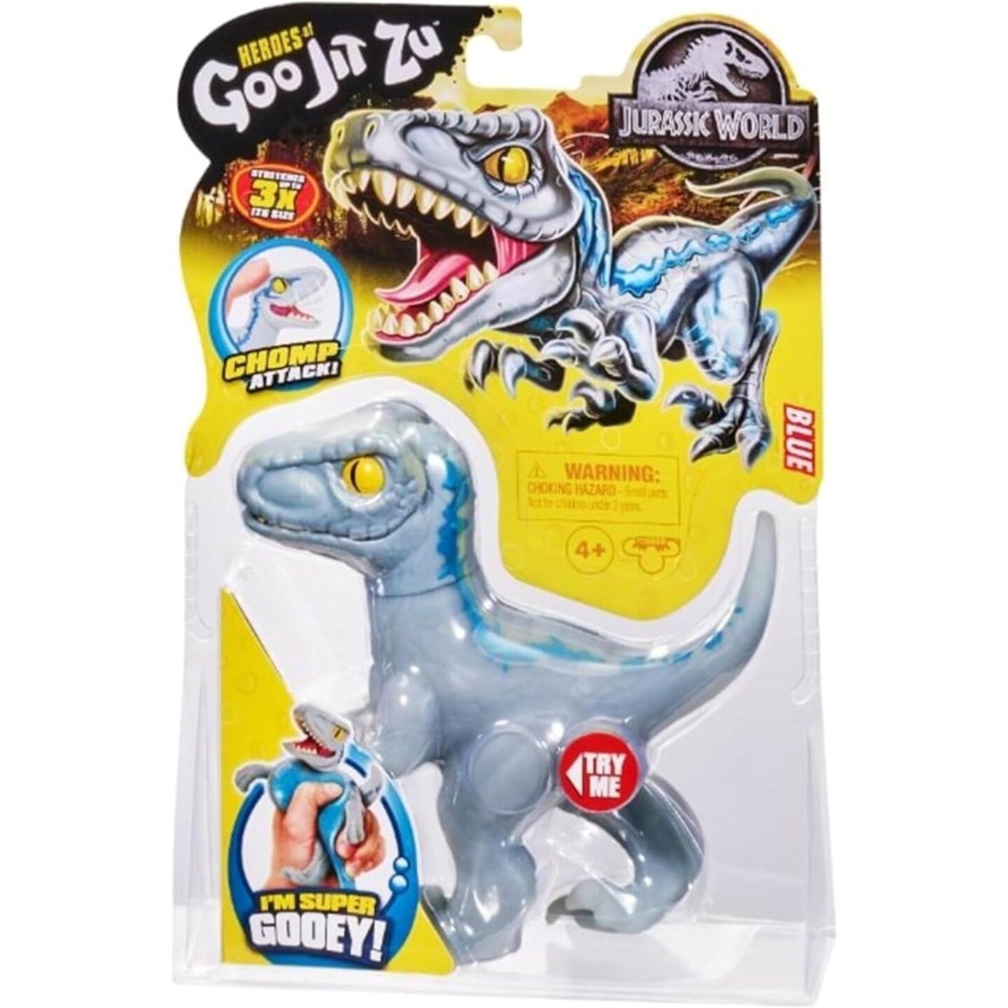 Heroes Of Goo Jit Zu Jurassic World - Chomp Attack Stretch Blue Velociraptor