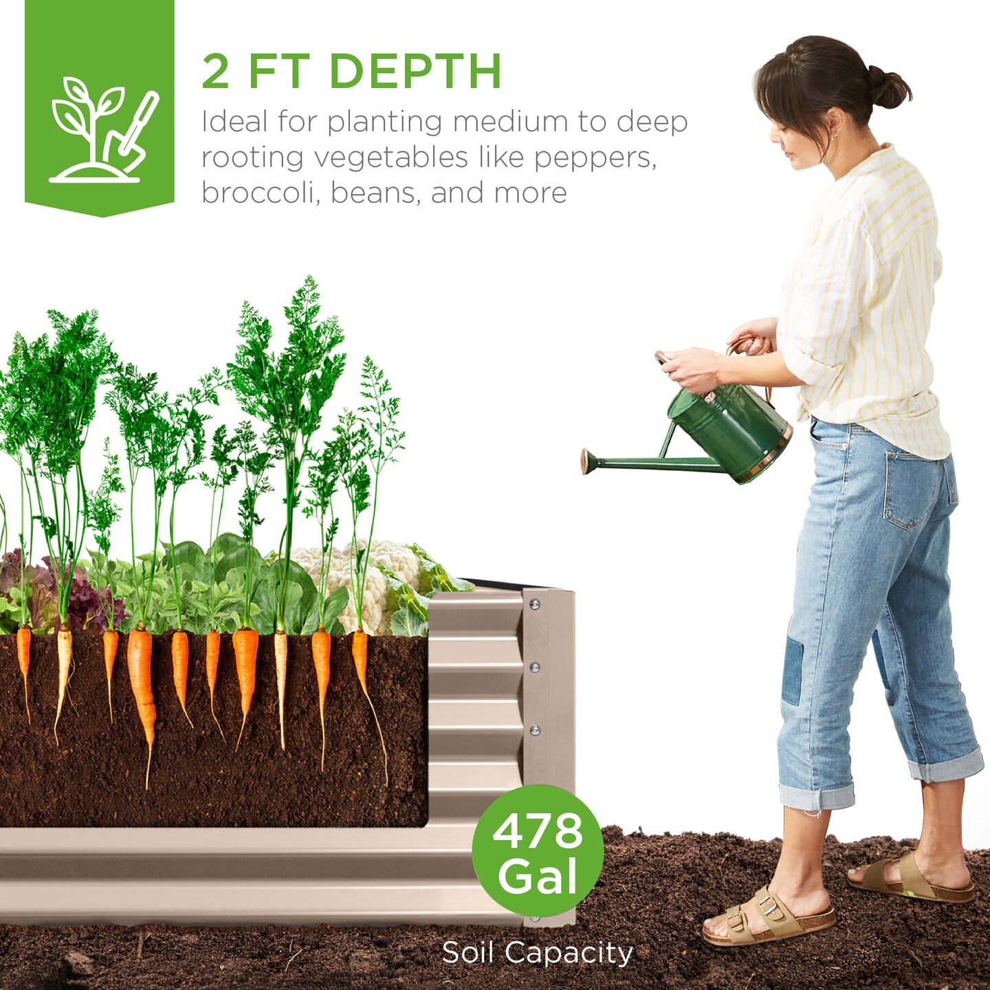 Best Choice Products 8x4x2ft Outdoor Metal Raised Garden Bed, Planter Box for Vegetables, Flowers, Herbs