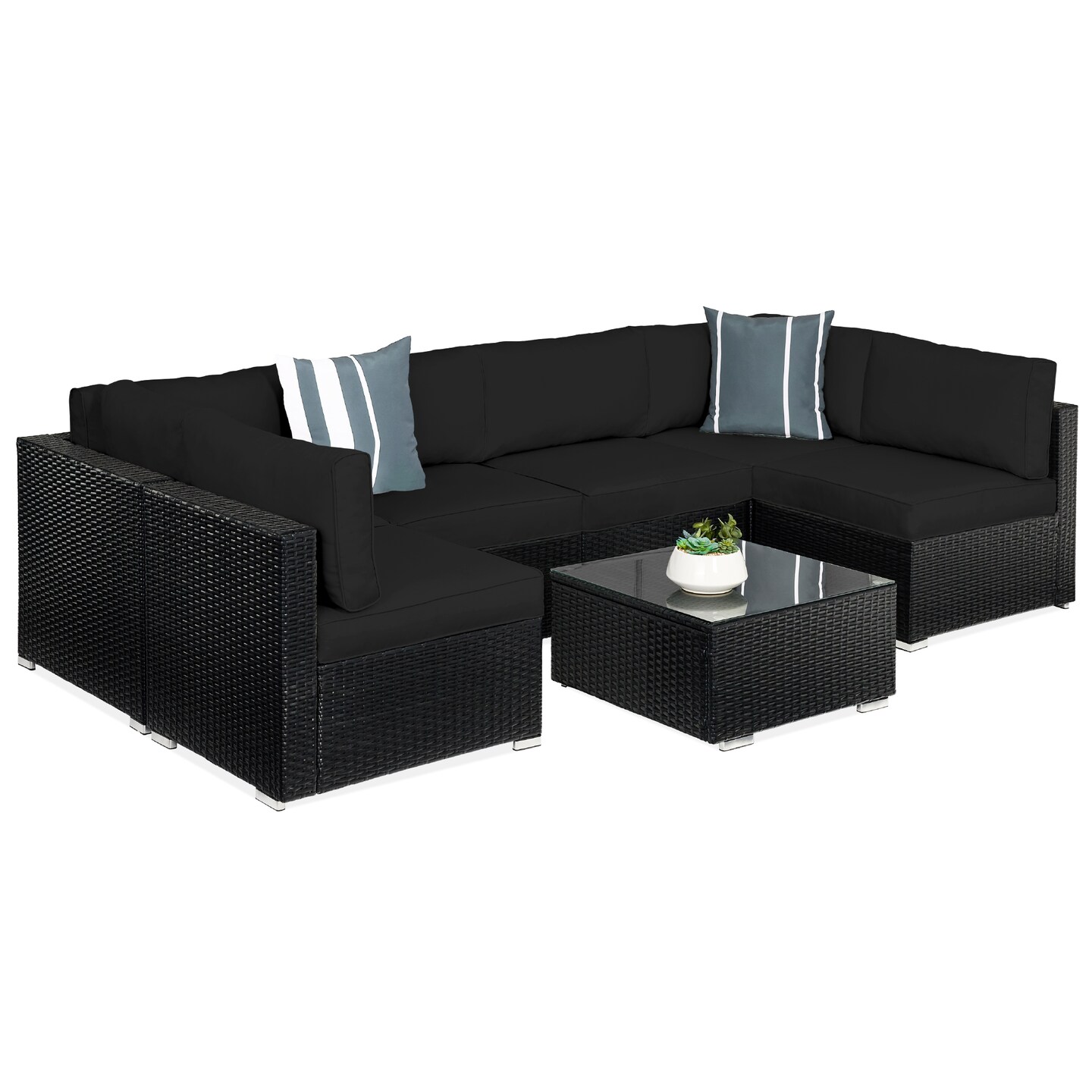 Best Choice Products 7-Piece Outdoor Modular Patio Conversation Furniture, Wicker Sectional Set