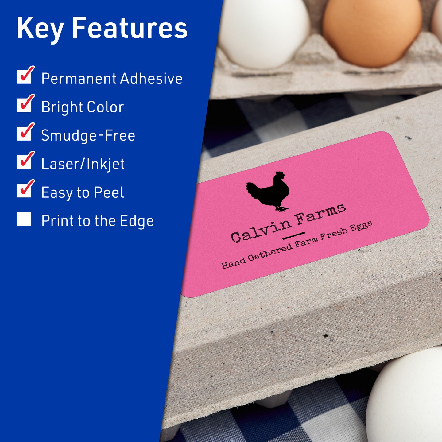 Avery Bright Pink Paper Labels, 2&#x22; x 4&#x22; Rectangle