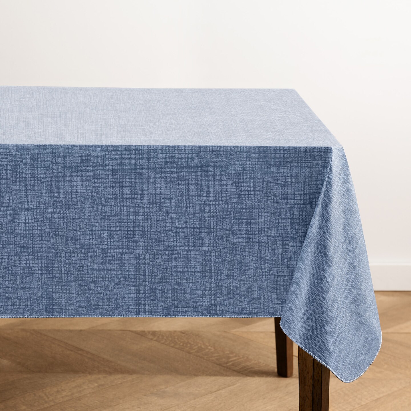 Threadmade Home Monterey Linen Texture Vinyl Indoor/Outdoor Tablecloth, Blue - 52"W x 52"L Square