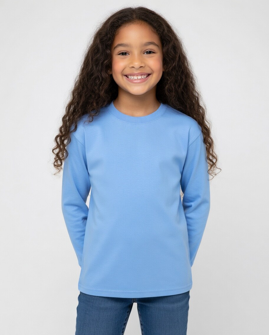 Gildan Heavy Cotton Youth Crewneck Long Sleeve T-Shirt – Kids Everyday Basic Tee for Comfort