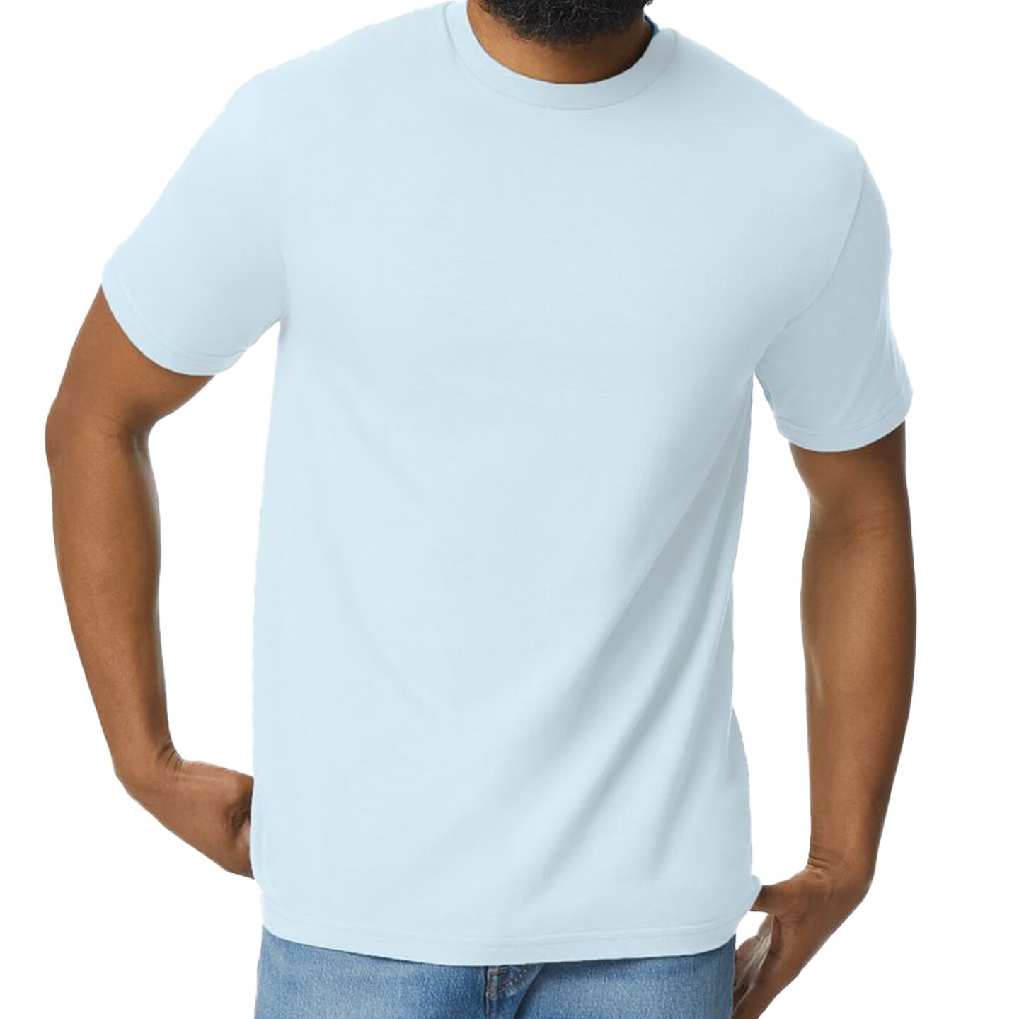 Gildan Softstyle Midweight Men's Blank Short Sleeve Tee for Craft & DIY Printing Projects, Light Blue