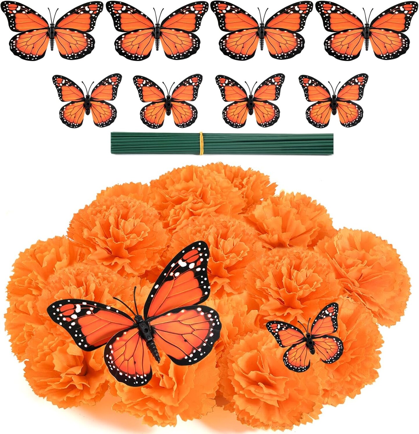 Artificial Marigold Flower(Orange)2.4&#x22;D x 2.4&#x22;W x 2&#x22;H