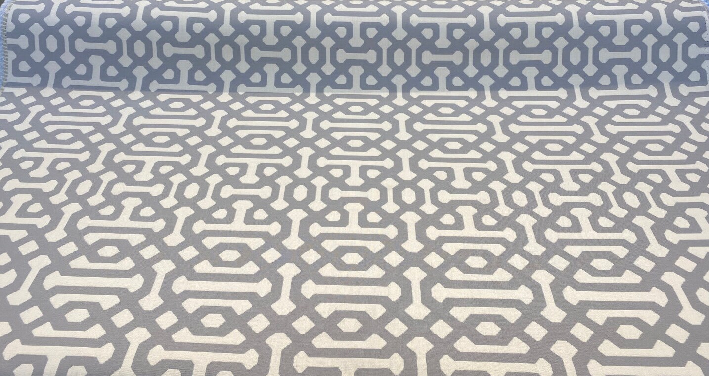 1 Yard Fretwork Gray Dawn Outdoor Upholstery Fabric Durable UV and Water Resistant