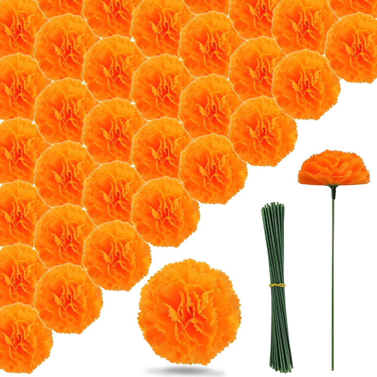 Artificial Marigold Flowers(Orange)1&#x22;D x 1&#x22;W x 1&#x22;H