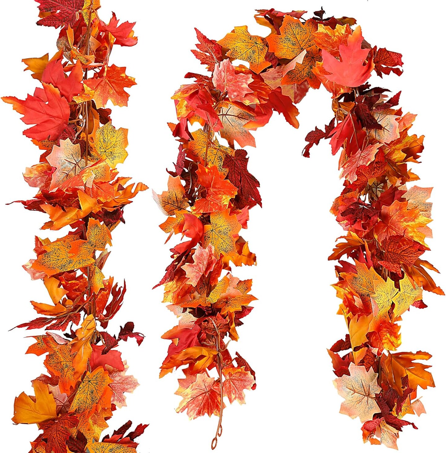 3 Pack Fall Maple Leaf Garland 5.7Ft/Piece - Artificial Autumn Leaves Vines