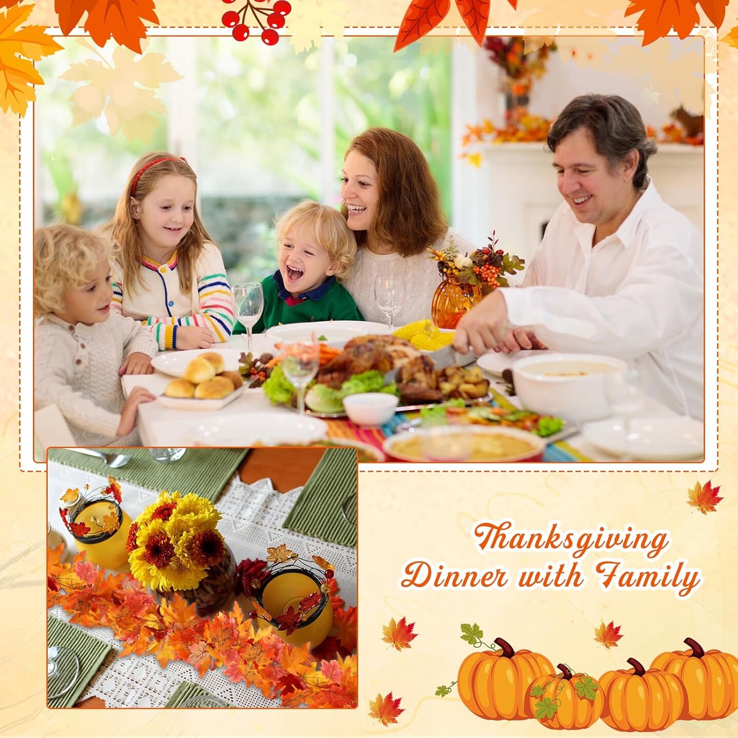 12 Pcs Fall Leaf Garland for Maple 5.7 ft Autumn Leaves Garland Outdoor Fall(15.31 x 9.92 x 6.65 inches)