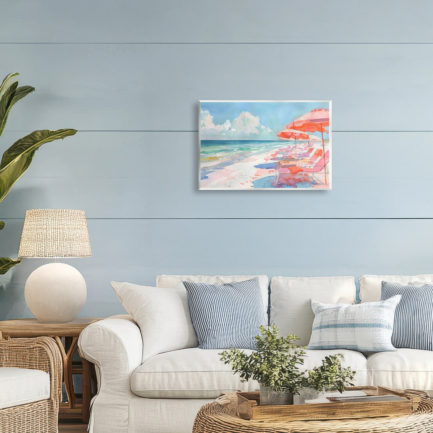 Stupell Industries Peach Beach Relaxing Chairs Wall Plaque Art, design by LSR Design Studio