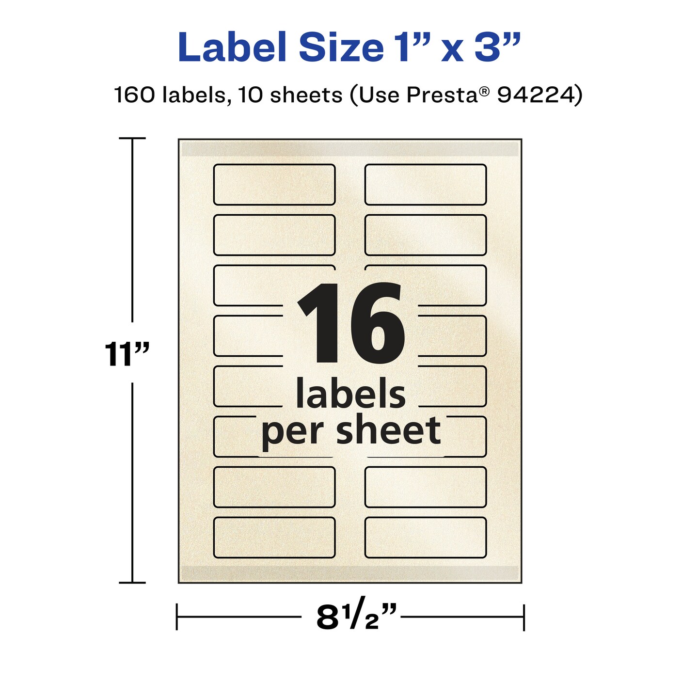 Avery Pearlized Ivory Rectangle Labels with Sure Feed Technology, Print-to-the-Edge, 1" x 3"