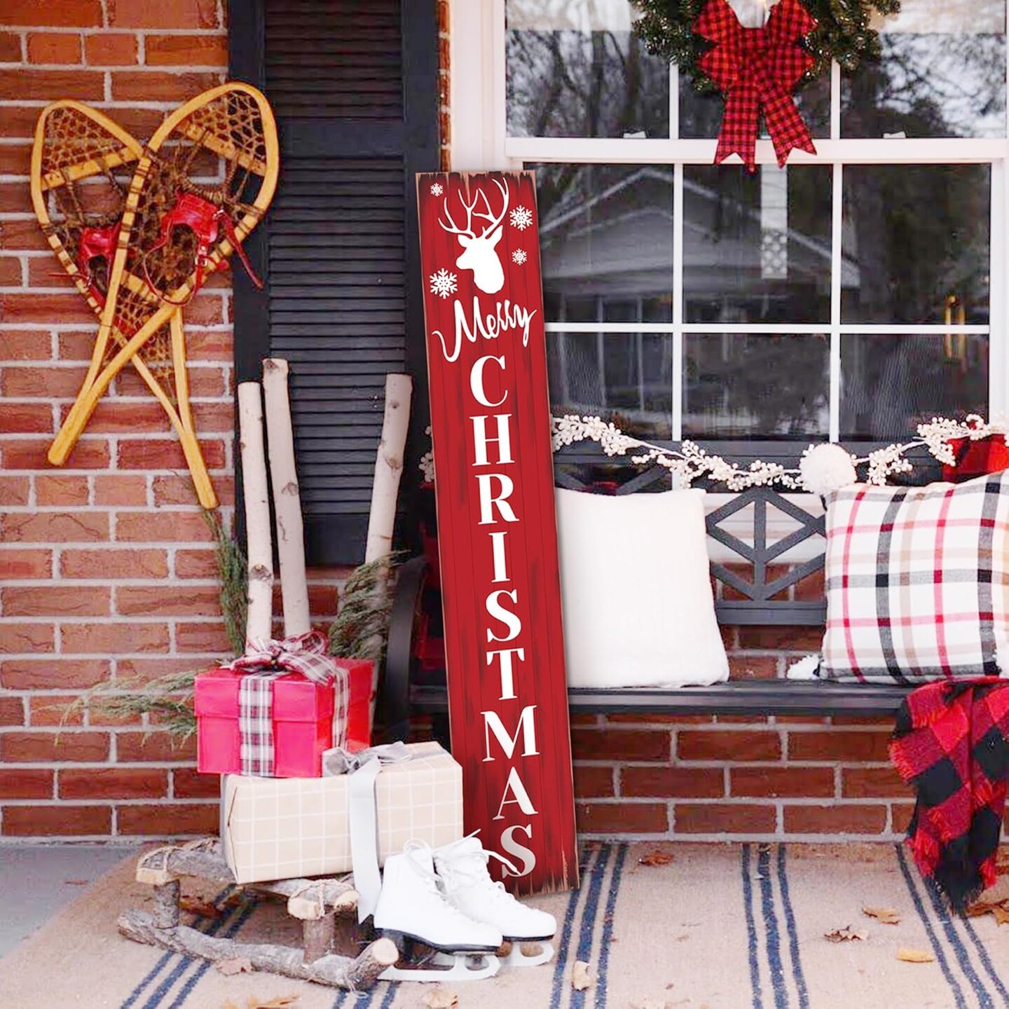 Merry Christmas Welcome Sign Decoration - 47.2&#x22;H (Christmas Elk)