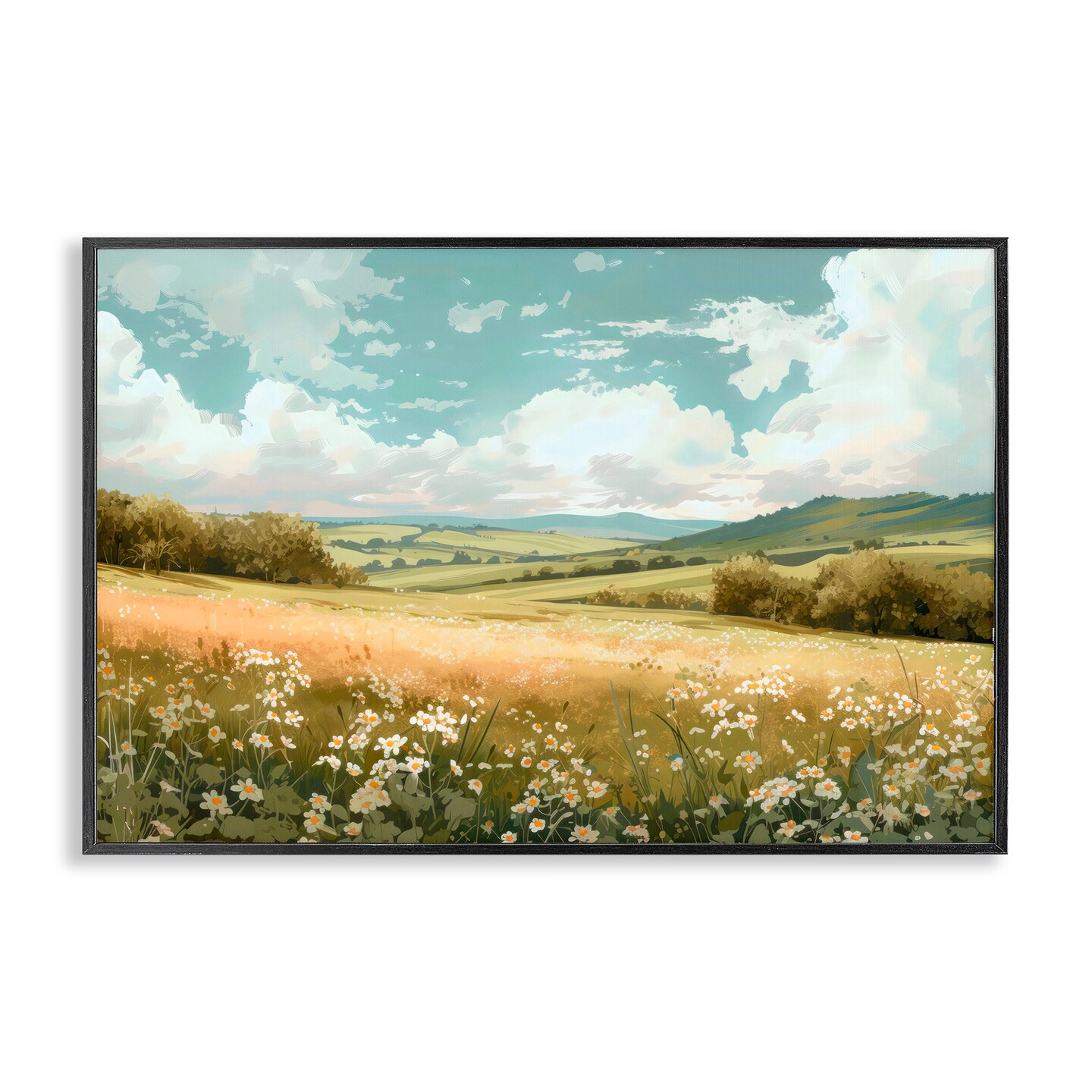 Stupell Industries Scenic Daisy Valley Black Framed Giclee Art, design by Creative Studio