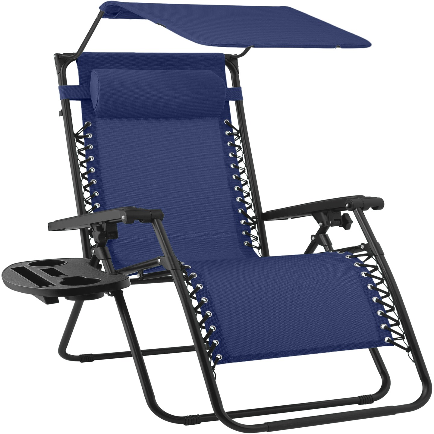 Best Choice Products 30” Extra Wide Folding Zero Gravity Patio Lounge Chair w/Adjustable Canopy Shade
