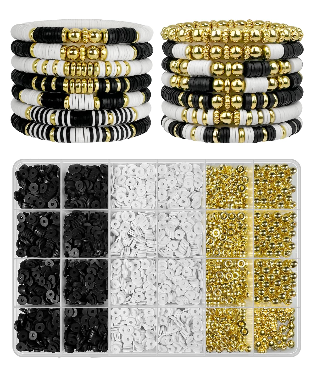 Bracelet Making Kit for Boys 3200Pcs, Clay Beads Bracelet Kit with Gold Beads and Gold Flower, Swift Friendship Beads Bracelet Kit for Bracelets Making