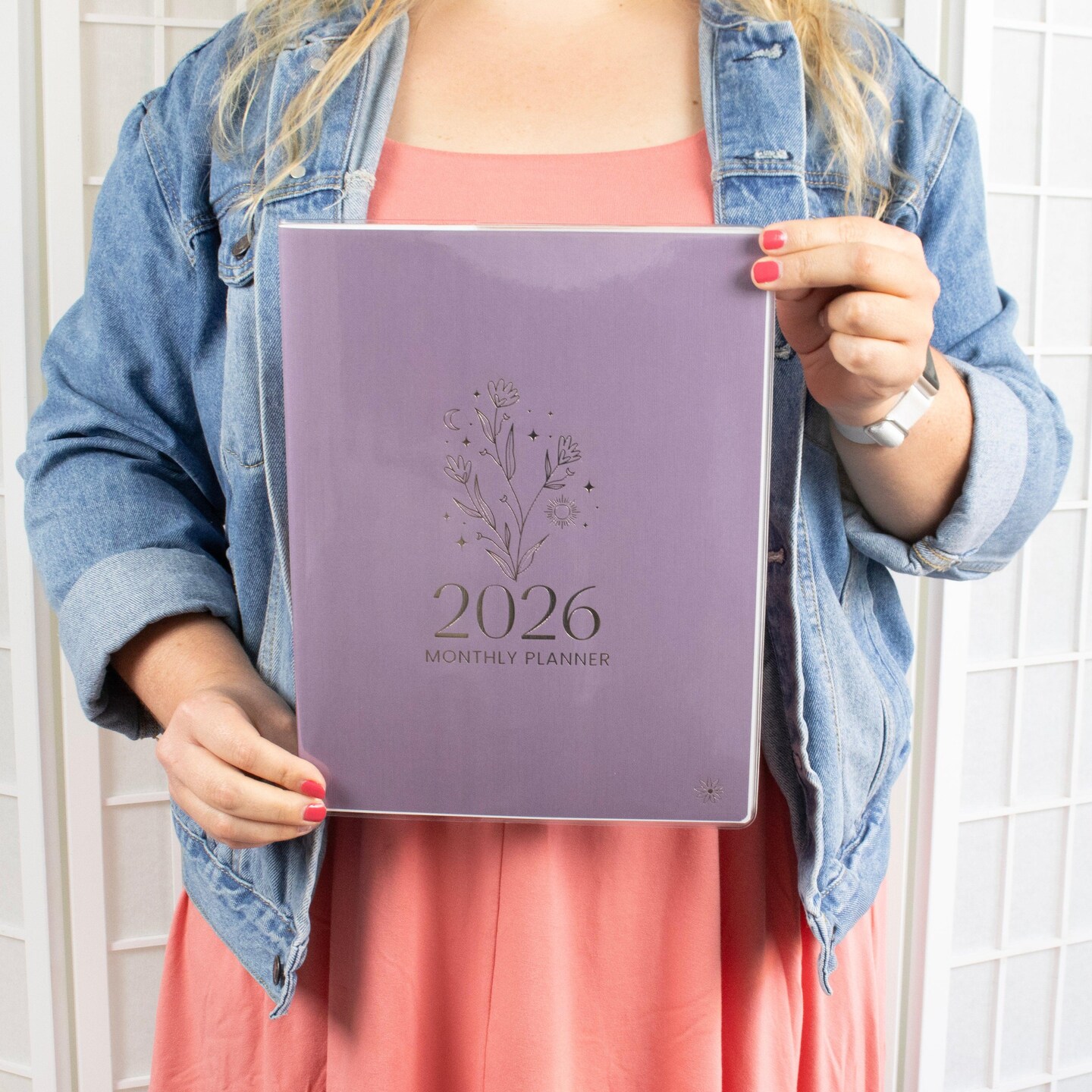 bloom daily planners 2026 Monthly Planner, 9" x 12", Gold Floral Stamp