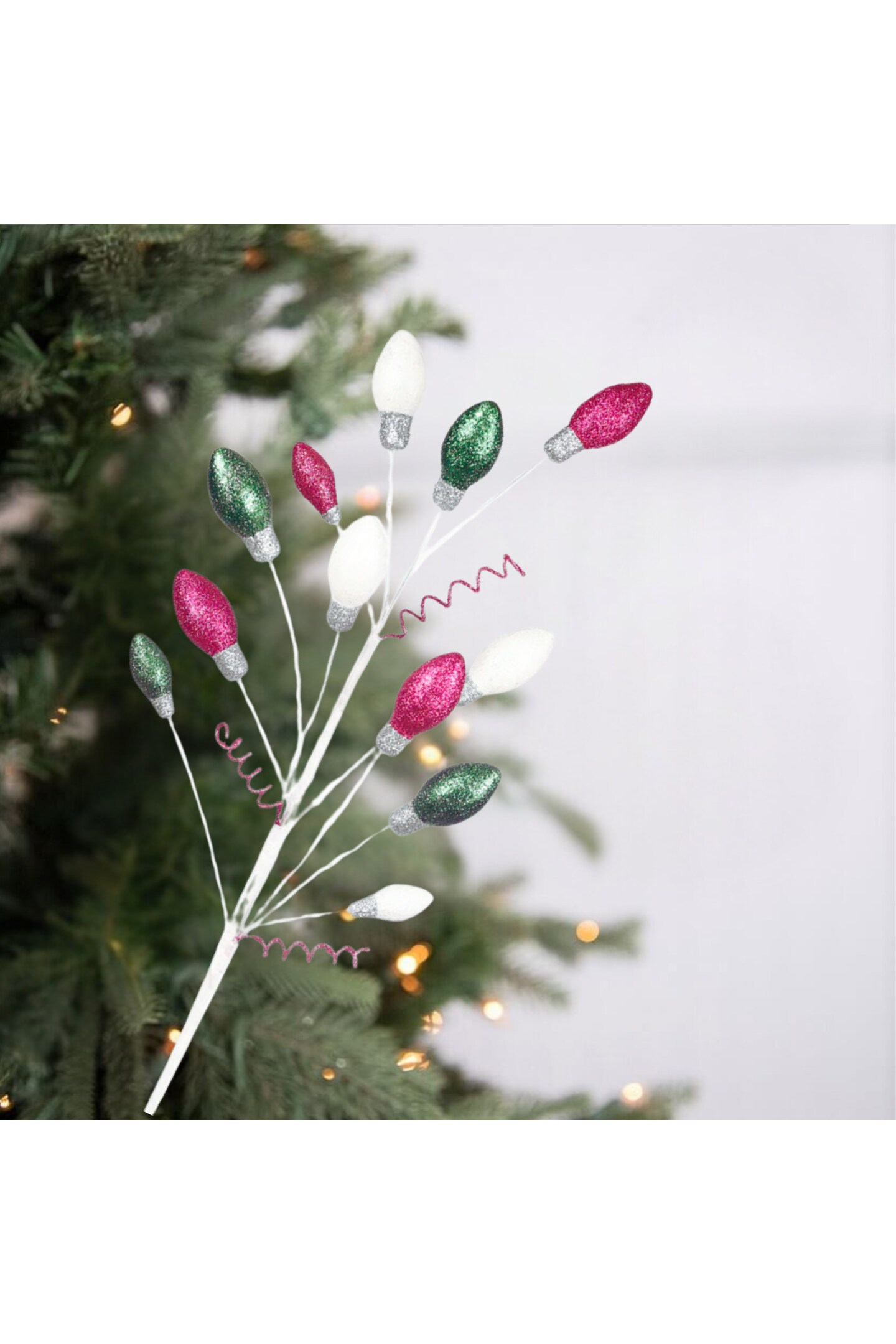 Pink Green White Christmas Light Glitter Spray 29&#x22;