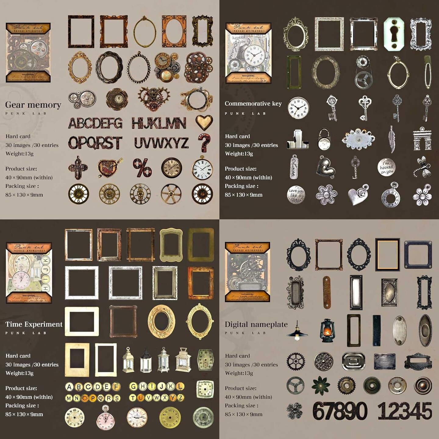 120pcs Steampunk Junk Journal Supplies, Small Vintage Scrapbook Materials Paper