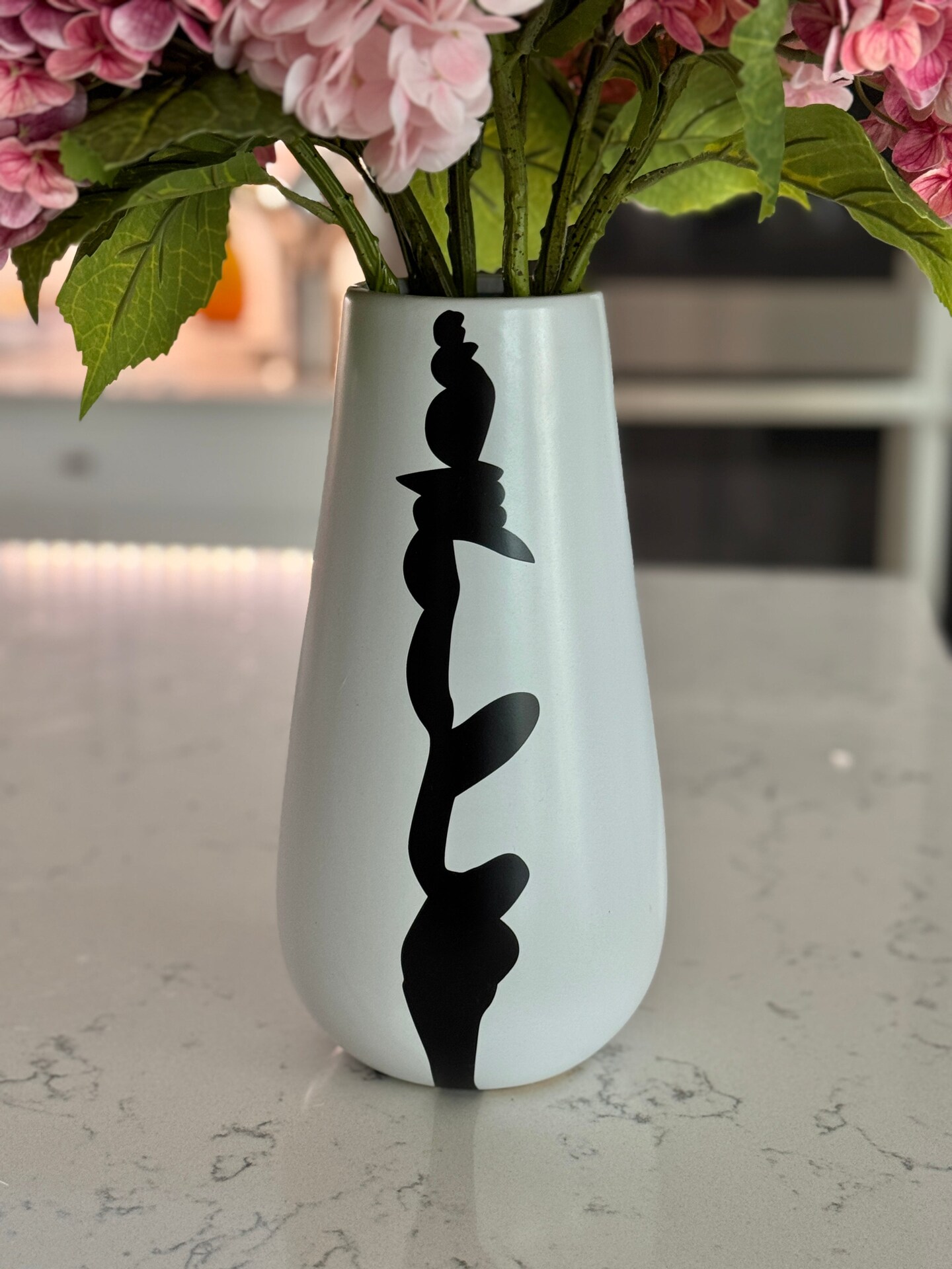 11" Cleo Medium Black and White Modern Ceramic Vase, Minimalist Home Décor Accent, Contemporary Table & Shelf Vase