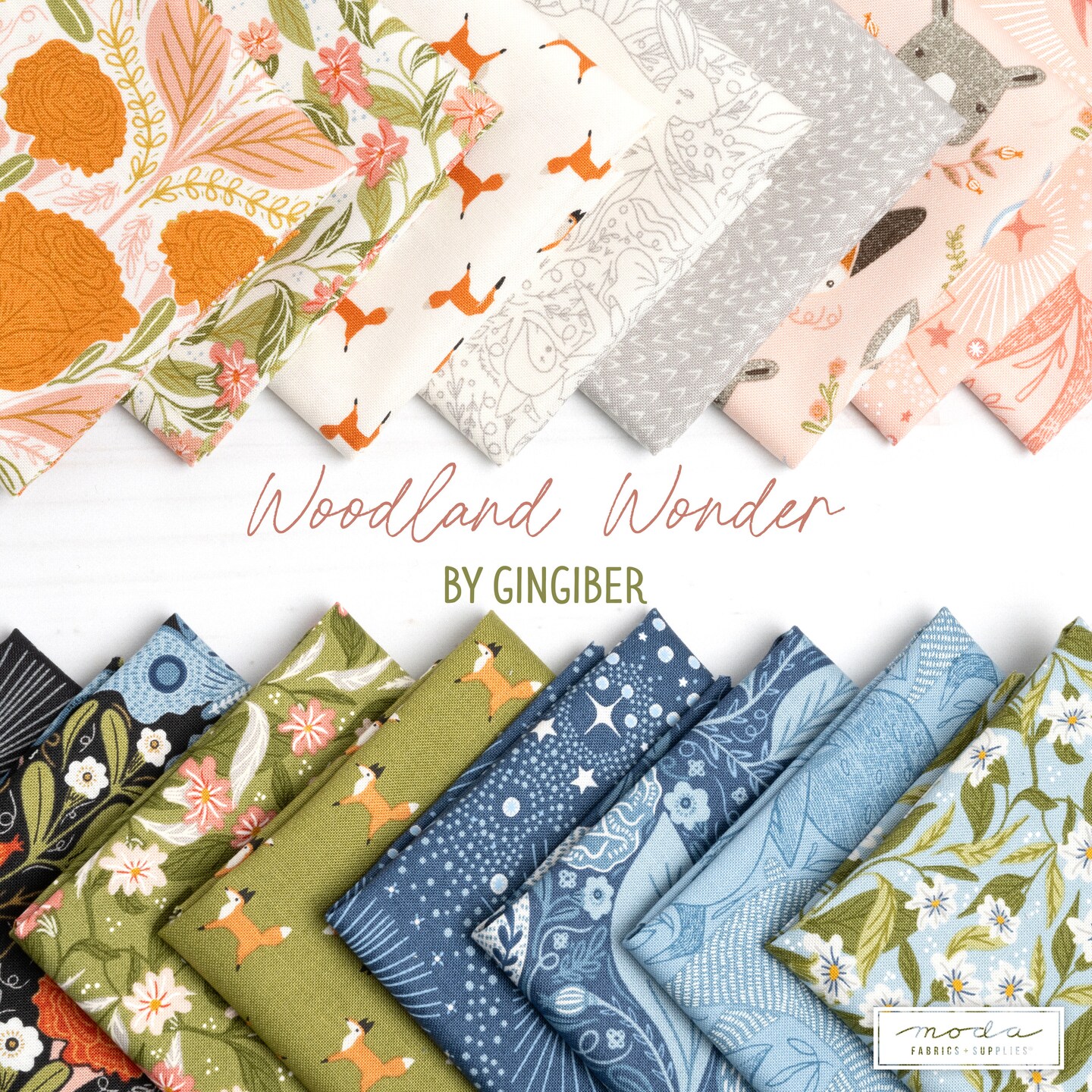 Floral Animal Panel in Cloud (48400 11) | Woodland Wonder | Gingiber | Moda
