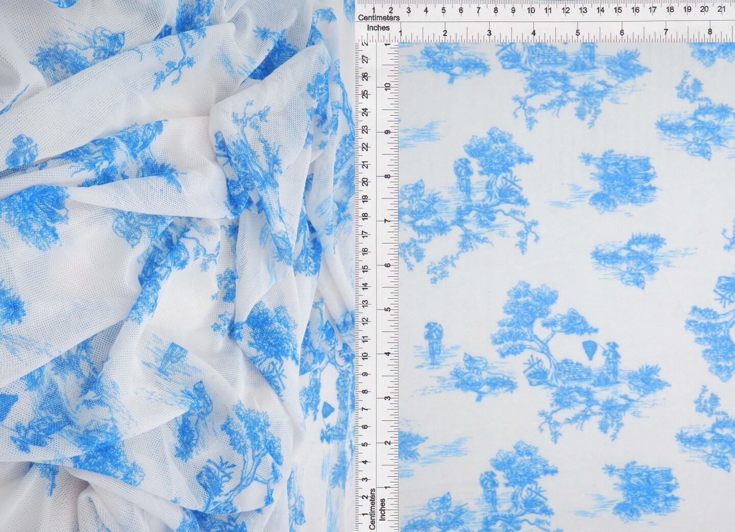 1 Yard Digital Toile Mesh Print Fabric, 56/58″ Wide Polyester Spandex Blend