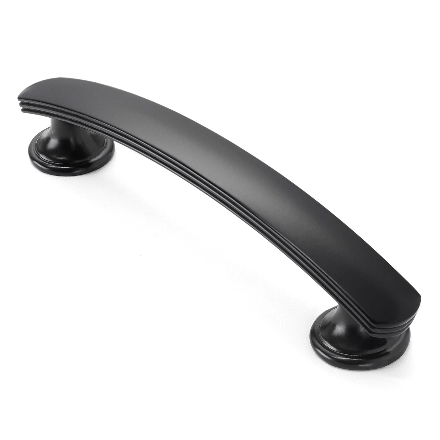 Cauldham Solid Kitchen Cabinet Arch Pulls Handles (3-3/4&#x22; Hole Centers) - Curved Drawer/Door Hardware - Style T750 - Matte Black