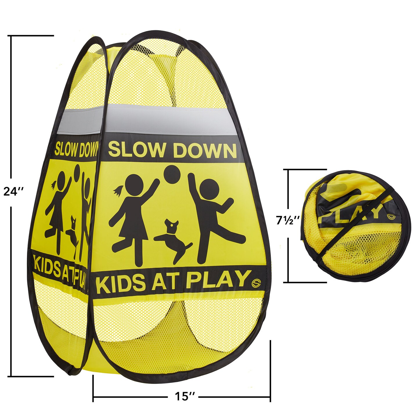 Dryser 3-Pack Caution Slow Down Kids at Play Safety Signs with Reflective Tape - 24&#x22; Yellow Pop-up Children at Play Signs