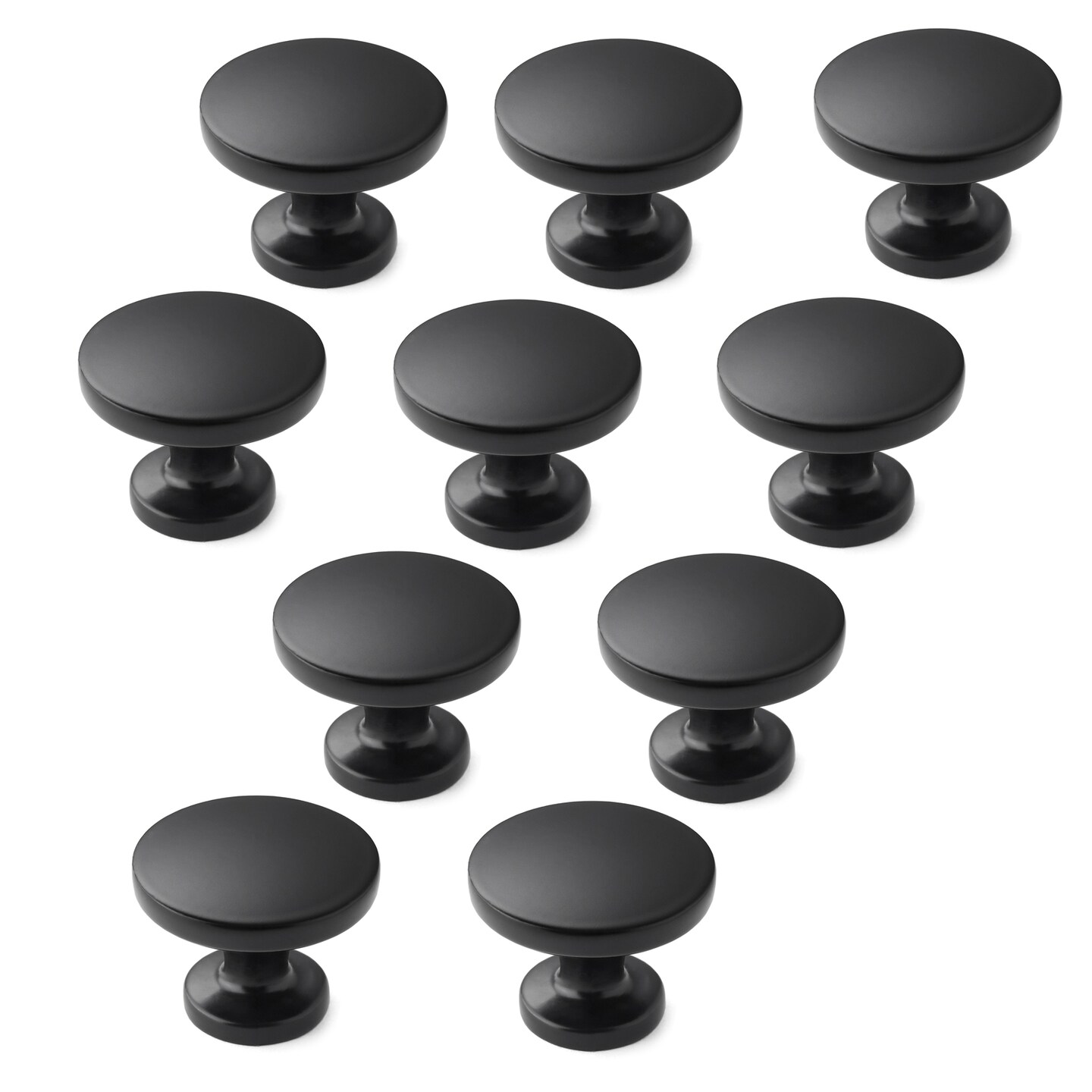 Cauldham Solid Round Kitchen Cabinet Knobs Pulls (1-1/8&#x22; Diameter) - Dresser Drawer/Door Hardware - Style R126 - Matte Black