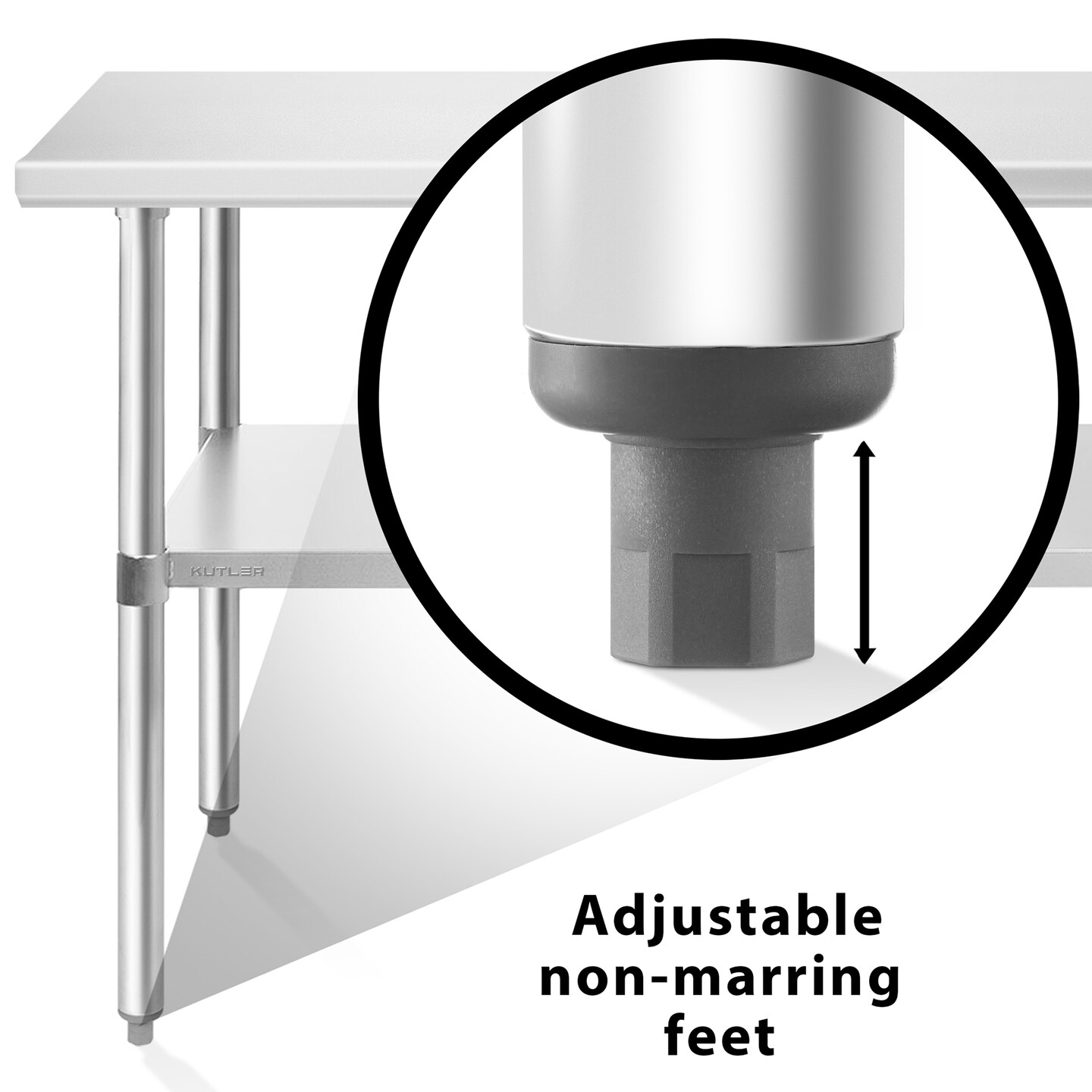 KUTLER Stainless Steel Table, NSF Heavy Duty Commercial Kitchen Prep and Work Table with Undershelf for Restaurant, Hotel, Home