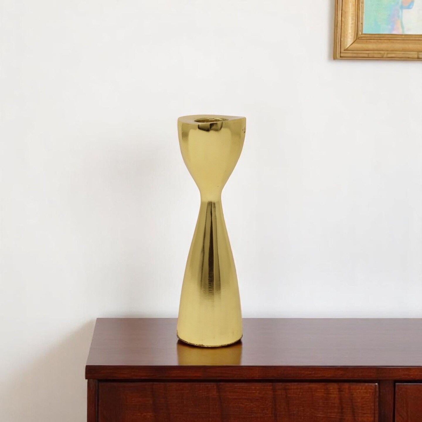 Edge Collections - 6.25" x 2" - Gold - Curvy Gold Taper Candlestick for Home Decor - 1 Piece