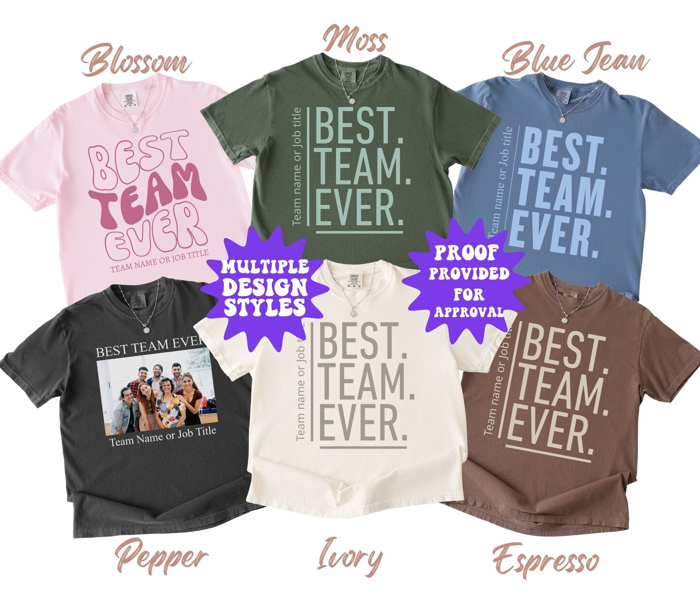 Custom Best Team Ever Comfort Colors Shirt, Teammate T-Shirt, Coworker ...