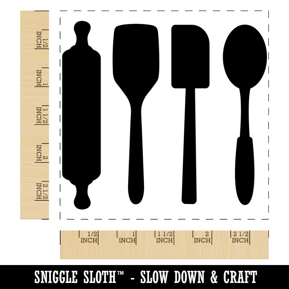 Kitchen Utensils Baking Cooking Square Rubber Stamp for Stamping Crafting