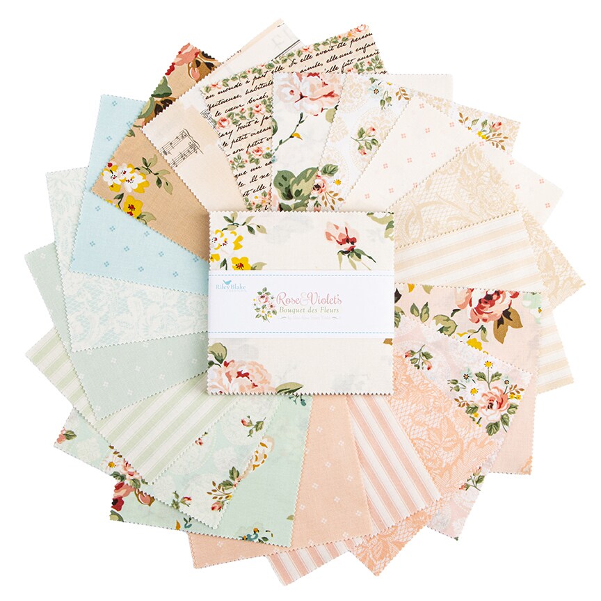 Rose & Violet's Bouquet des Fleurs 5" Square Pack (Charm Pack / 5" Stacker) by Riley Blake (5-17290-42)