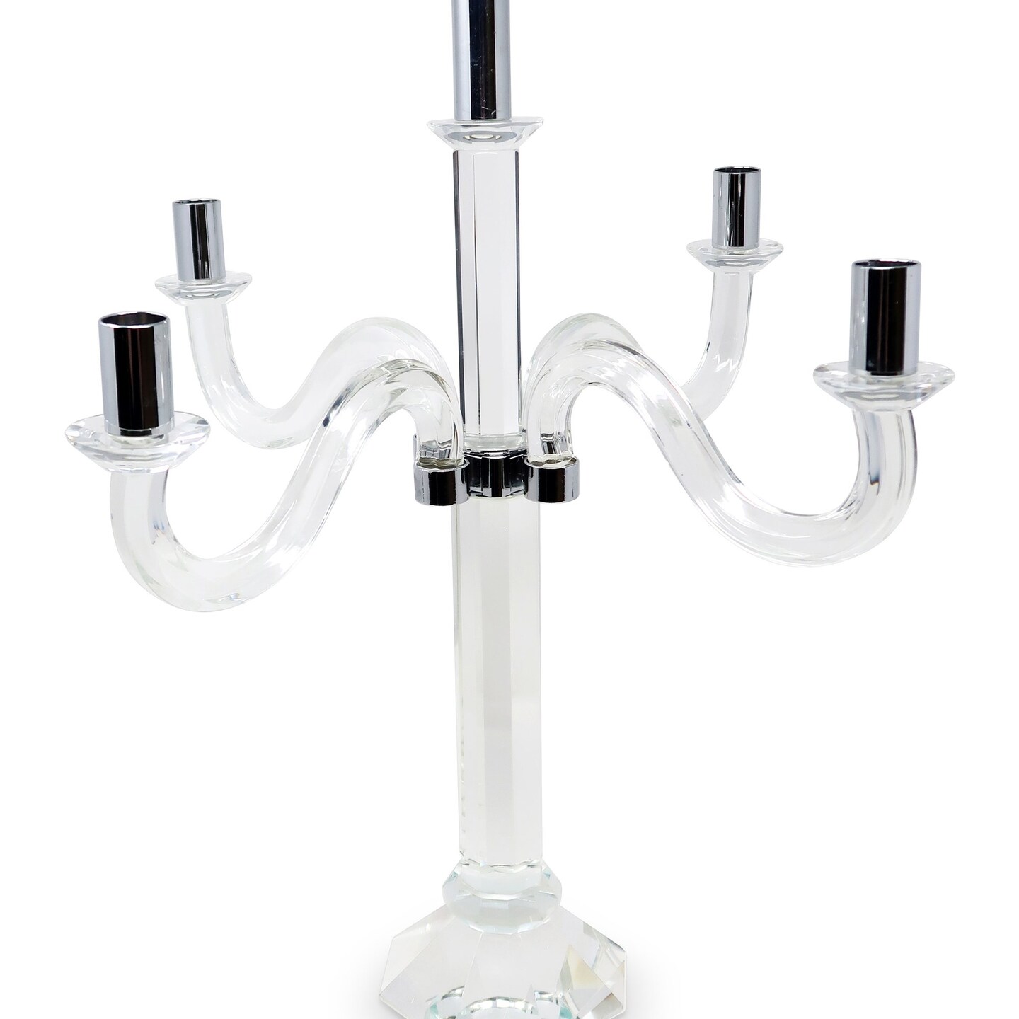 Edge Collections - 20" x 13" - Clear - Elegant Crystal Tabletop Candelabra - 1 Piece