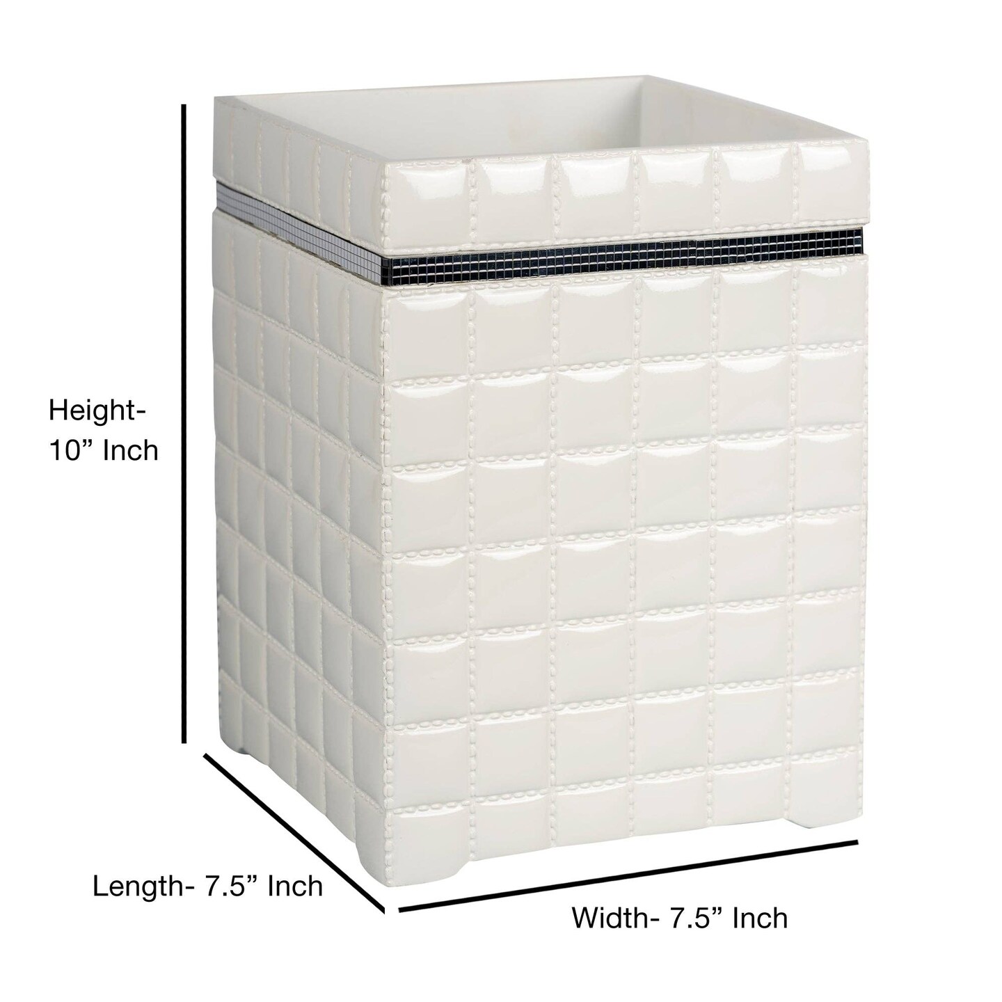 Resin Wastebasket | 7QT | White | Modern Waste Bin for Home or Office