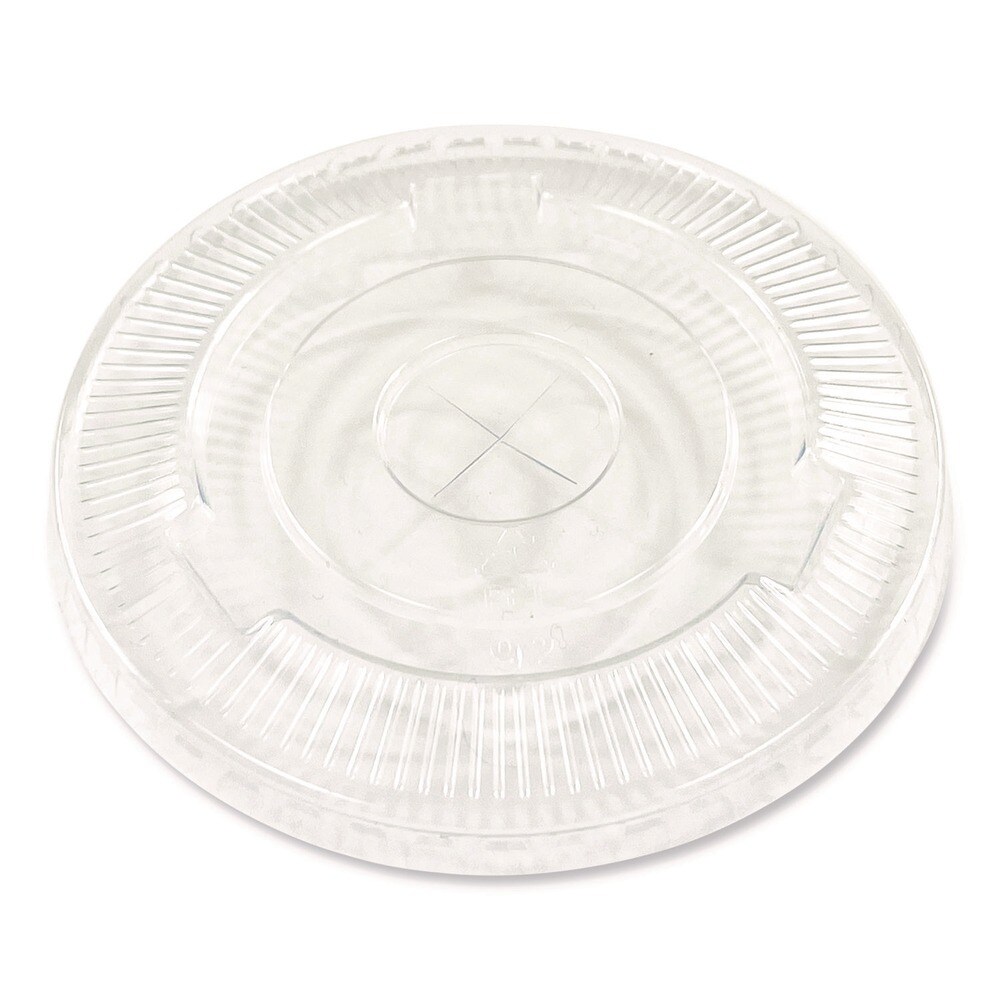 Boardwalk 9 oz. to 10 oz. Crystal-Clear Cold Cup Straw-Slot Lids - Clear (100/Pack)