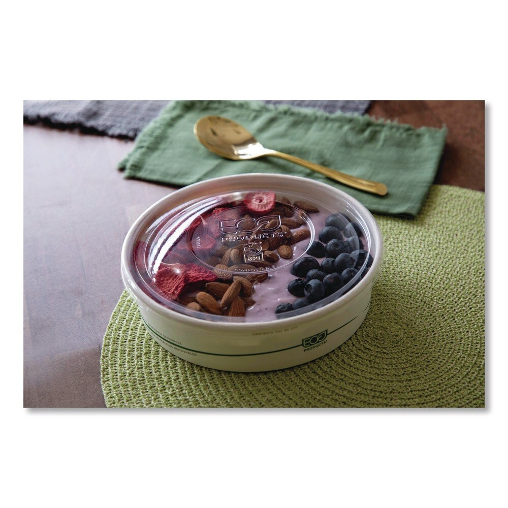 Eco-Products GreenStripe 7.28 in. Diameter x 2.48 in. 32 oz. Paper Food Containers - White (300/Carton)