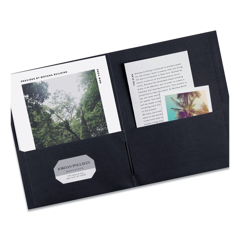 Avery 40 Sheet Capacity 11 in. x 8.5 in. Two-Pocket Folder - Black (25/Box)