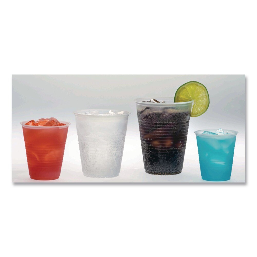 Fabri-Kal RK 12 oz Ribbed Plastic Cold Drink Cups - Translucent (50/Sleeve, 20 Sleeves/Carton)