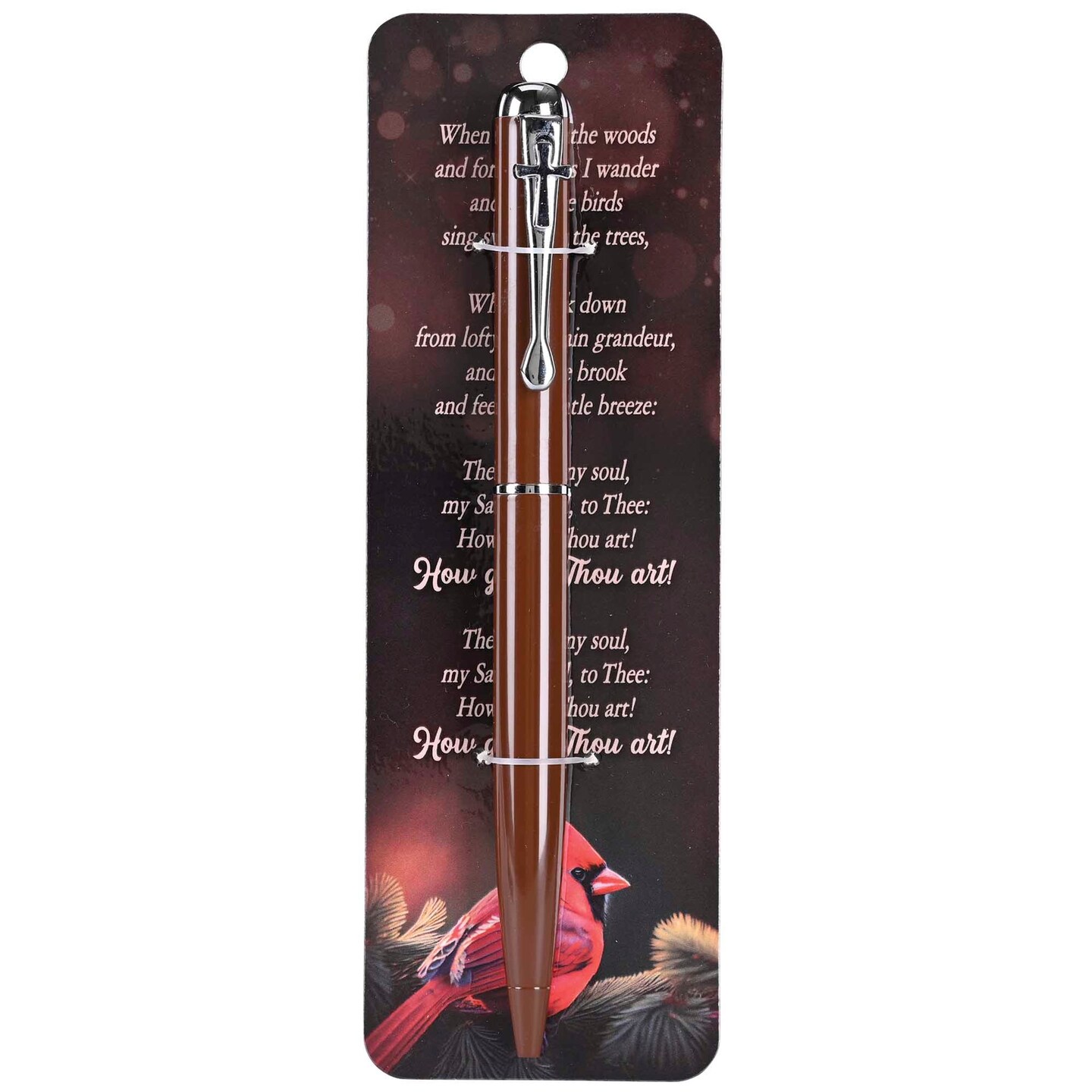 Edge Collection - 2" x 6" - Brown - Faith-Inspired Pen with Bookmark Card - 1 Piece