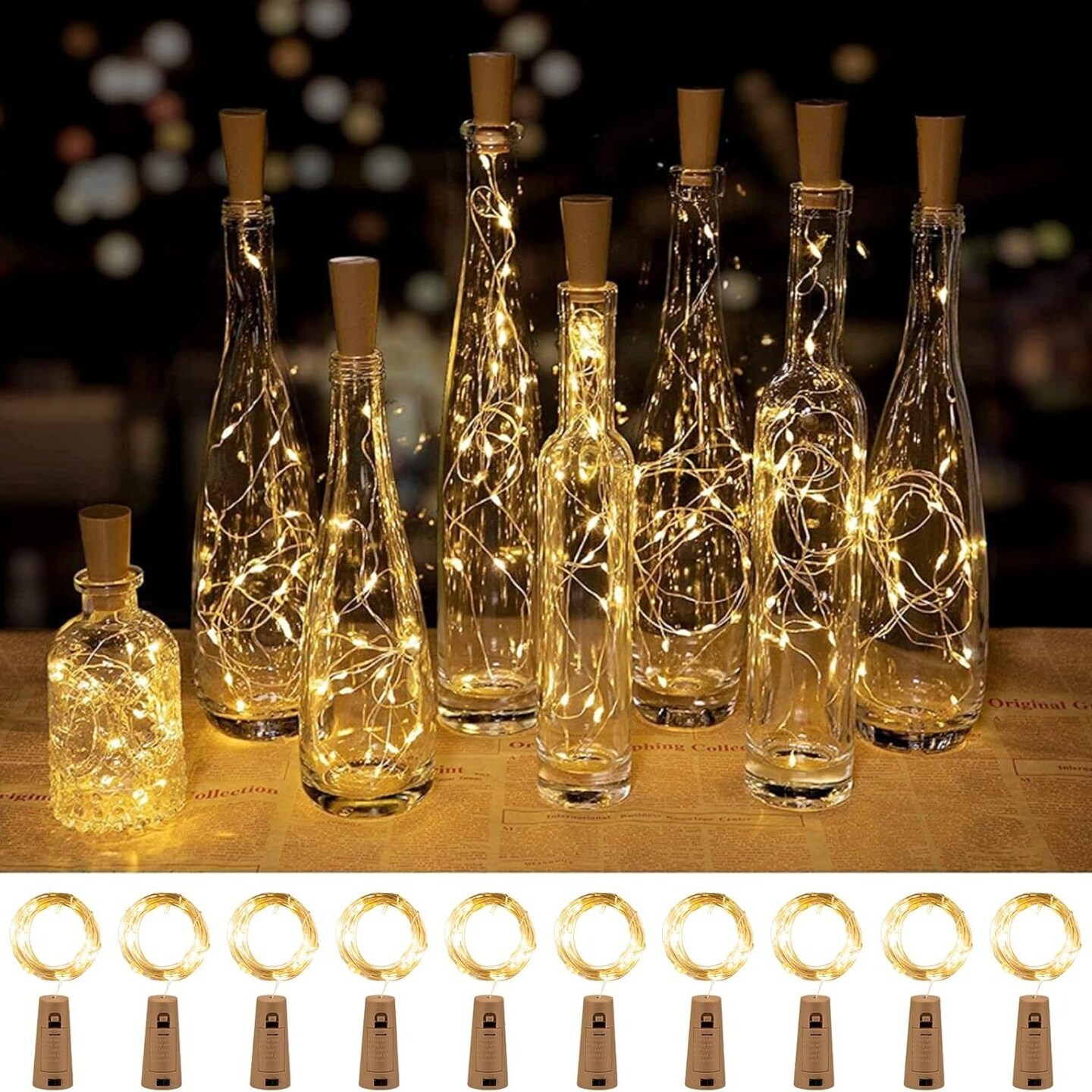 Edge Collections – Wine Bottle Cork Lights Waterproof Mini Fairy Lights (10 Pack) – 10 Pieces