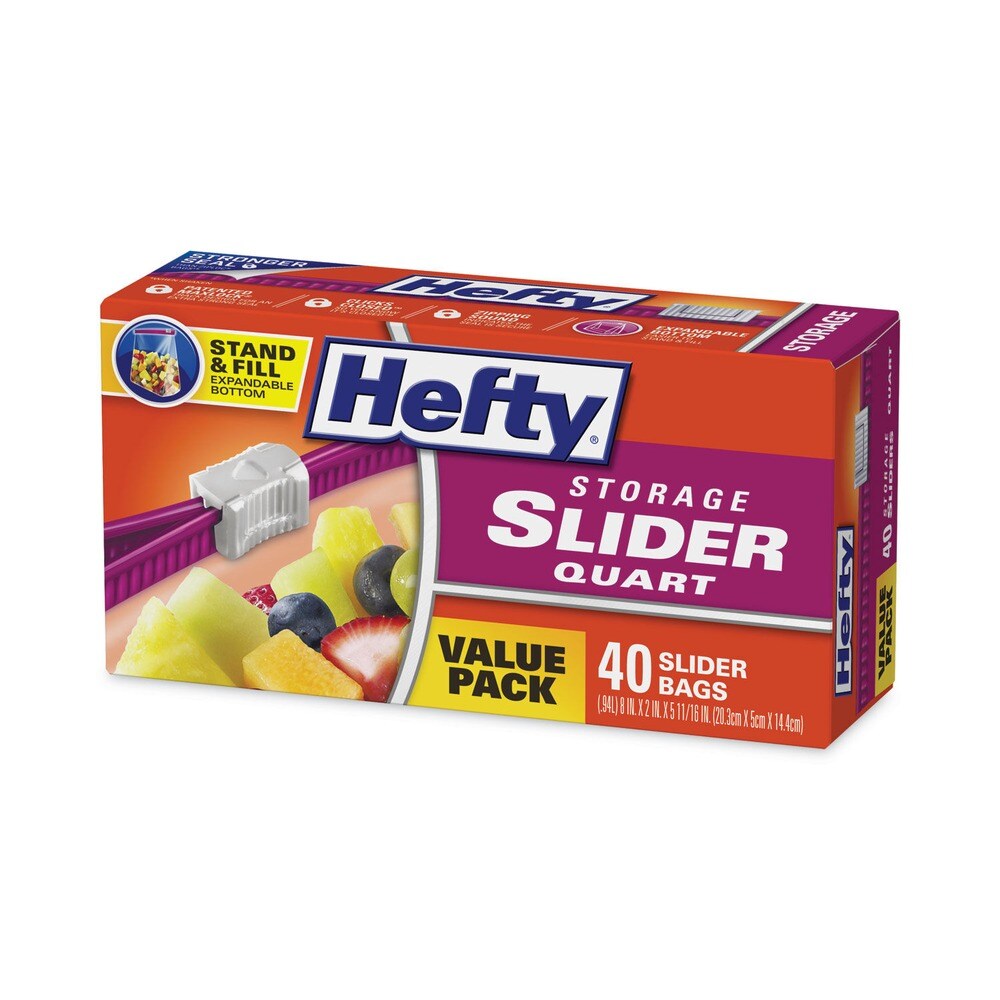 Hefty 1 qt. 1.5 mil. 8 in. x 7 in. Slider Bags - Clear (40/Box)