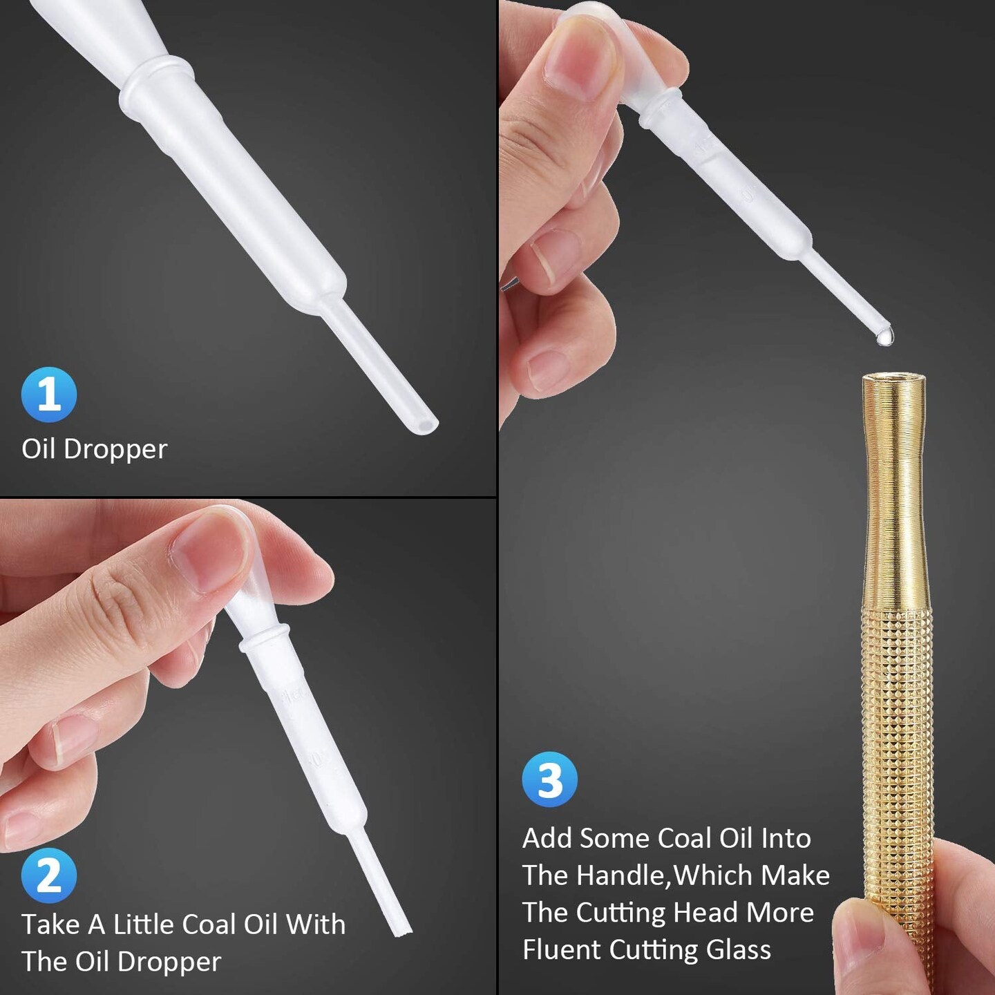 9 Pcs Glass Cutter Tool Mirror Cutting Tool with 2-6 Mm, 5-12 Mm, 12-20 mm Glass Cutter Head and Screwdriver Oil Dropper Glove for Tiles Mirror