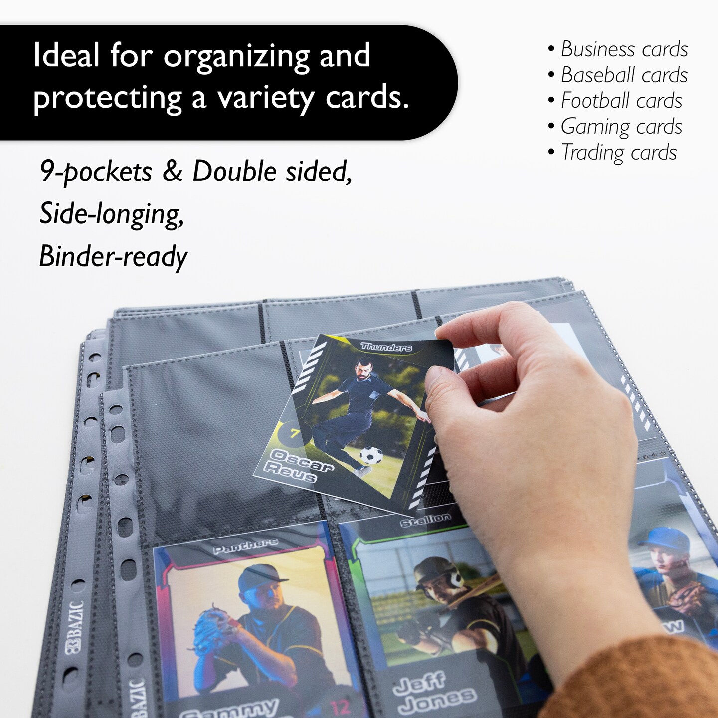 BAZIC Trading Card Holder Double Sided Side Loading 9-Pockets (100/Pack)