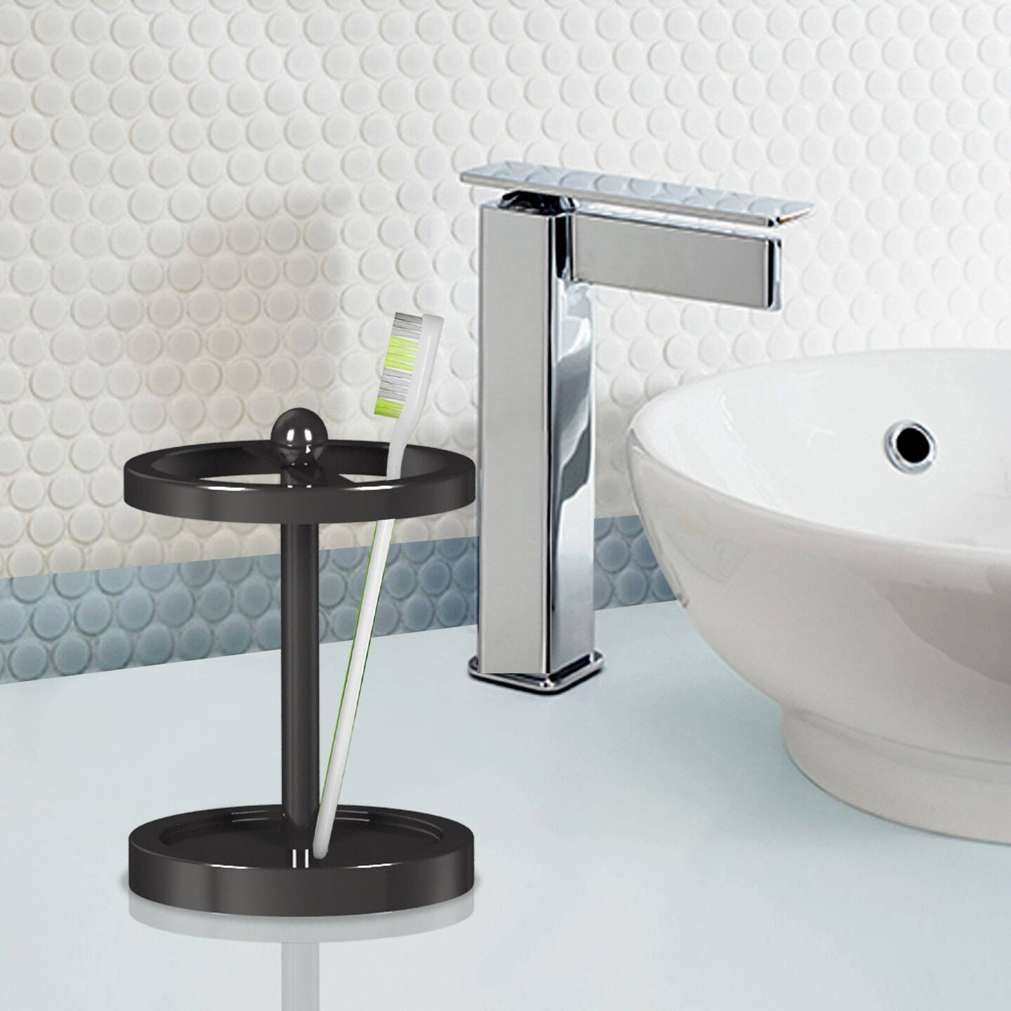 Stainless Steel Toothbrush Holder | Compact Multi-Slot Organizer | Black Nickel Finish | Modern Bathroom Accessory