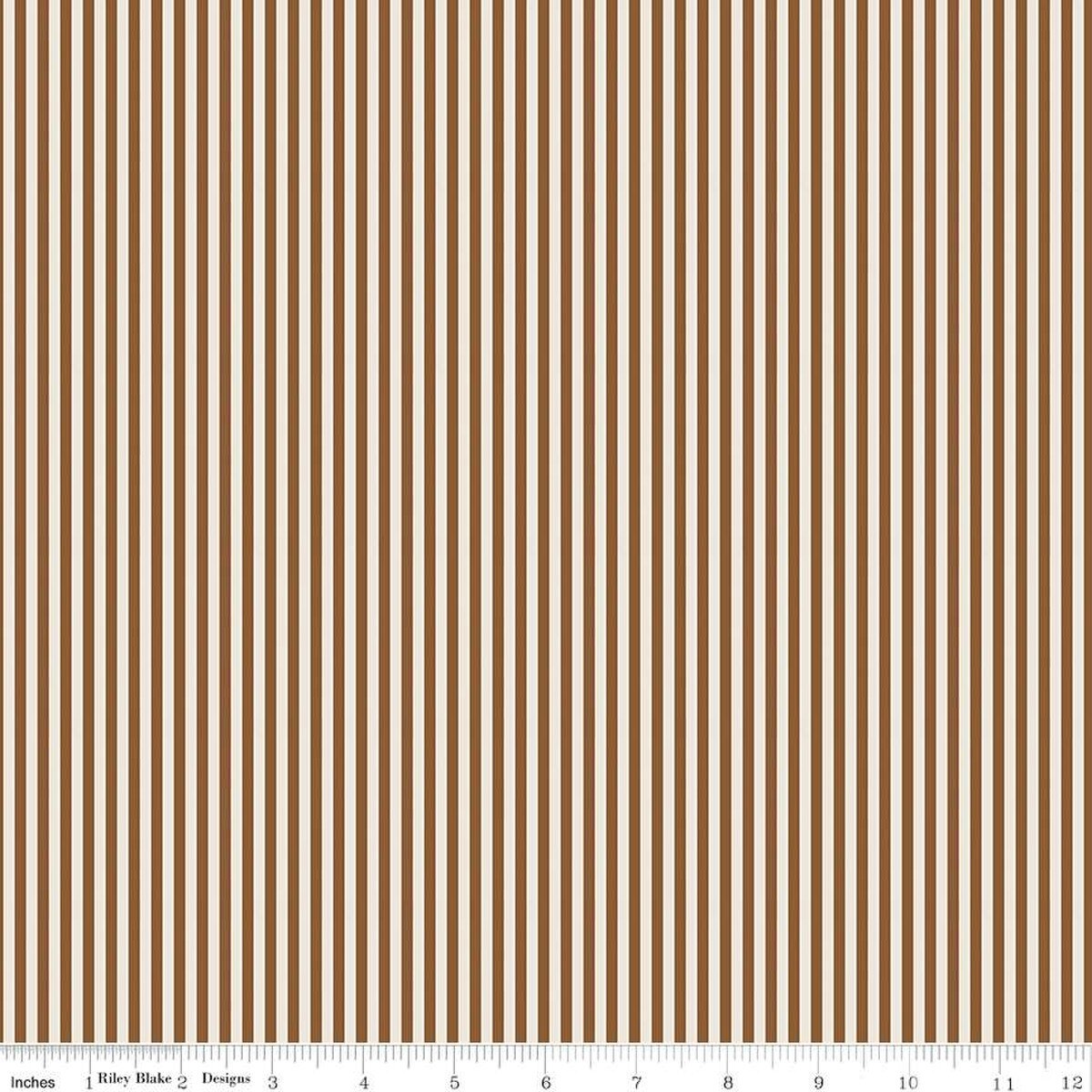 Fabric Riley Blake Basics Ivory/Teddy Bear 1/8" Stripes by the Quarter Yard C505-TEDDYBEAR