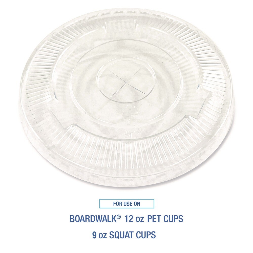 Boardwalk 9 oz. to 12 oz. Crystal-Clear Cold Cup Straw-Slot Lids - Clear (100/Pack)